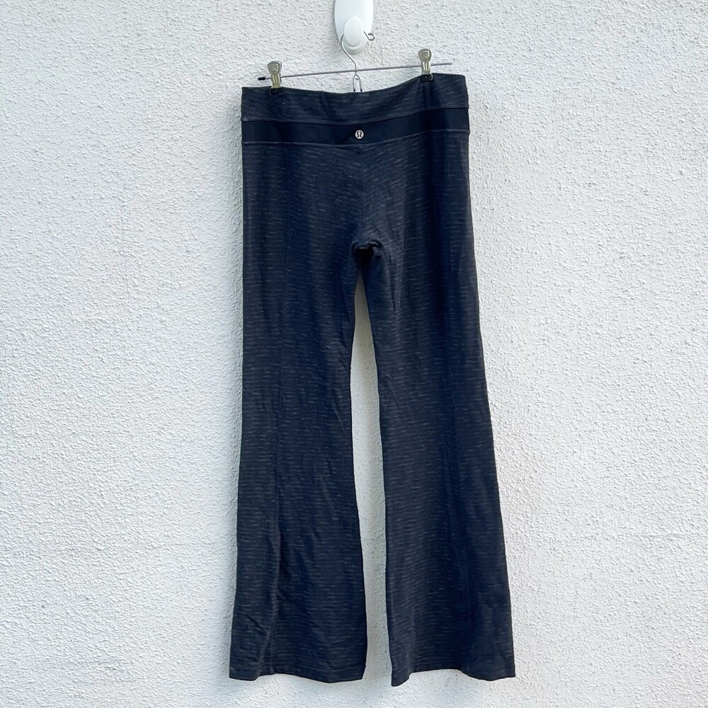 Lululemon Pants Yoga Groove Space Dye Womens 8 Flare Black Grey Stretch Nulu